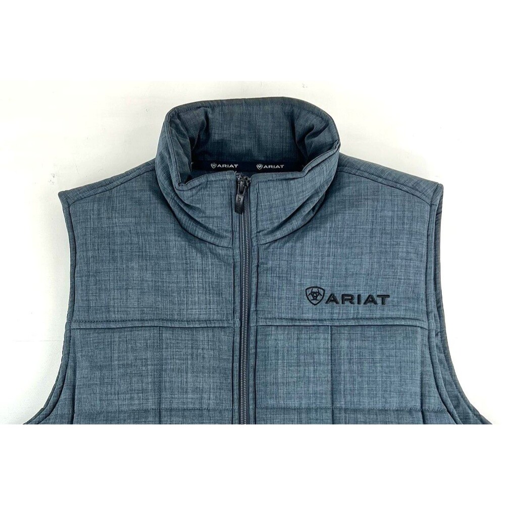 Ariat Crius Insulated Puffer Vest Slate Blue Heather Men’s Small Full Zip - Picture 2 of 10